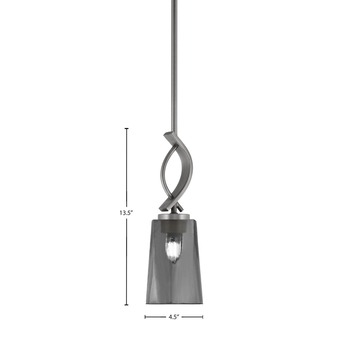 Toltec Cavella 4.5in 1-Light Mini Pendant | Modern Graphite and Smoke Bubble Glass | Kitchen Island & Bar | 4.5 x 13.5 in | Model 3901-GP-262
