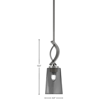 Toltec Cavella 4.5in 1-Light Mini Pendant | Modern Graphite and Smoke Bubble Glass | Kitchen Island & Bar | 4.5 x 13.5 in | Model 3901-GP-262