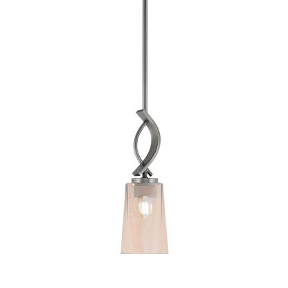 Toltec Cavella 4.5in 1-Light Mini Pendant | Modern Graphite and Amber Gradient Glass | Kitchen Island & Bar | 4.5 x 13.5 in | Model 3901-GP-263
