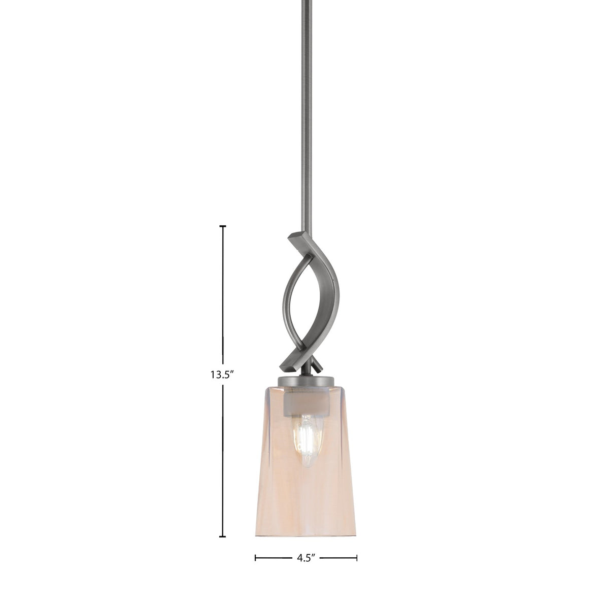 Toltec Cavella 4.5in 1-Light Mini Pendant | Modern Graphite and Amber Gradient Glass | Kitchen Island & Bar | 4.5 x 13.5 in | Model 3901-GP-263