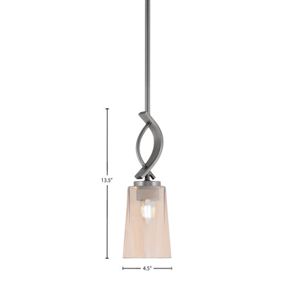 Toltec Cavella 4.5in 1-Light Mini Pendant | Modern Graphite and Amber Gradient Glass | Kitchen Island & Bar | 4.5 x 13.5 in | Model 3901-GP-263