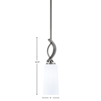 Toltec Cavella 5in 1-Light Mini Pendant | Modern Graphite and White Opal Glass | Kitchen Island & Bar | 5 x 16.75 in | Model 3901-GP-291