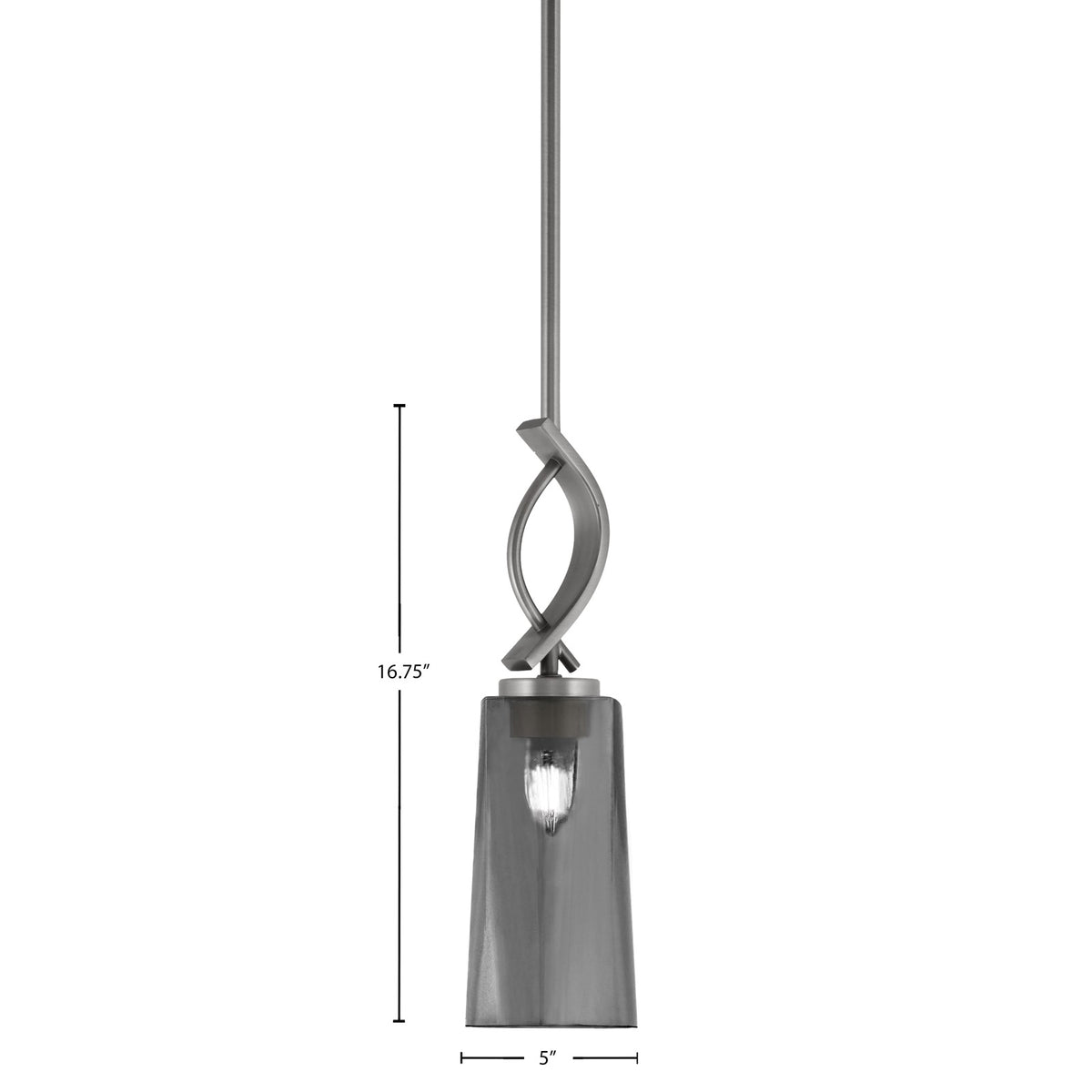 Toltec Cavella 5in 1-Light Mini Pendant | Contemporary Graphite and Smoke Bubble Glass | Kitchen Island & Dining Nook | Model 3901-GP-292