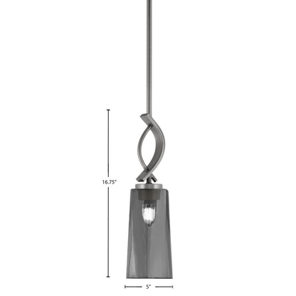 Toltec Cavella 5in 1-Light Mini Pendant | Contemporary Graphite and Smoke Bubble Glass | Kitchen Island & Dining Nook | Model 3901-GP-292