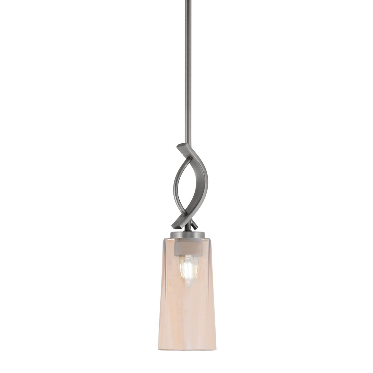 Toltec Cavella 5in 1-Light Mini Pendant | Contemporary Graphite and Amber Gradient Glass | Kitchen Island & Dining Nook | Model 3901-GP-293