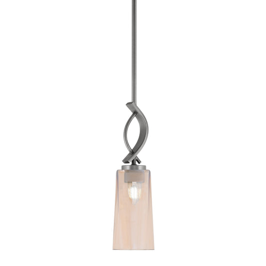 Toltec Cavella 5in 1-Light Mini Pendant | Contemporary Graphite and Amber Gradient Glass | Kitchen Island & Dining Nook | Model 3901-GP-293