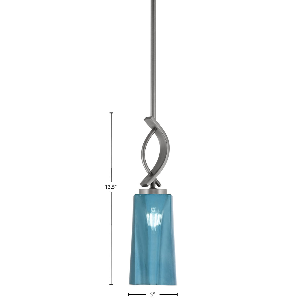 Toltec Cavella 5in 1-Light Mini Pendant | Contemporary Graphite and Blue Gradient Glass | Kitchen Island & Dining Nook | Model 3901-GP-295