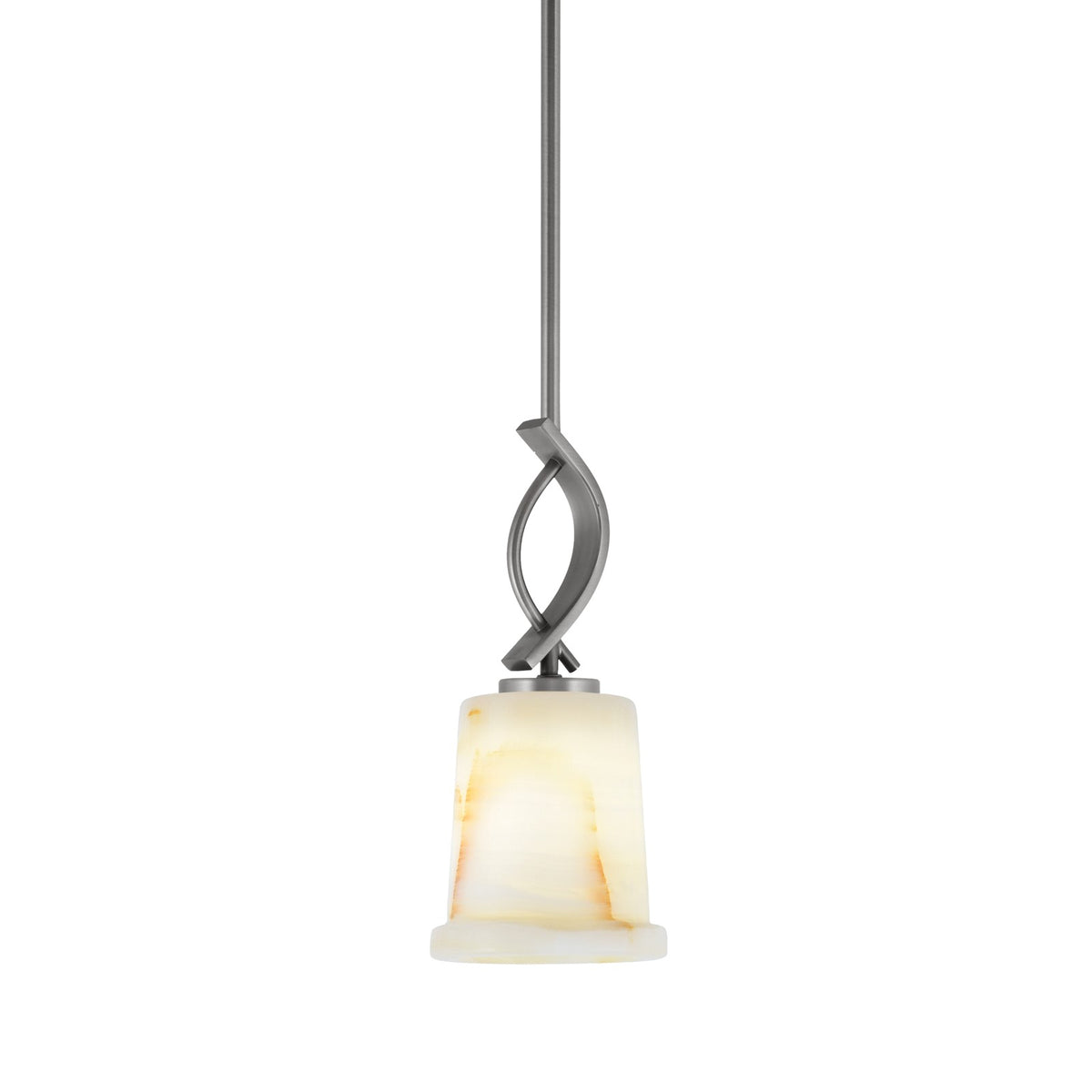 Toltec Cavella 5in 1-Light Mini Pendant | Modern Graphite and Natural Stone Glass | Kitchen Island & Dining Room | 5 x 12.75 in | Model 3901-GP-4128