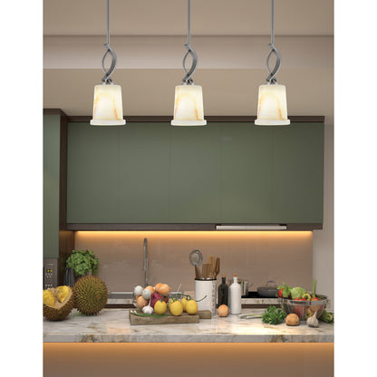 Toltec Cavella 5in 1-Light Mini Pendant | Modern Graphite and Natural Stone Glass | Kitchen Island & Dining Room | 5 x 12.75 in | Model 3901-GP-4128