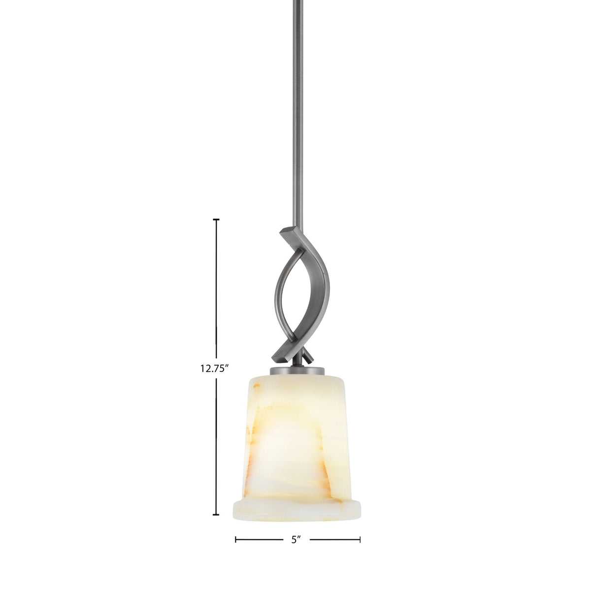 Toltec Cavella 5in 1-Light Mini Pendant | Modern Graphite and Natural Stone Glass | Kitchen Island & Dining Room | 5 x 12.75 in | Model 3901-GP-4128
