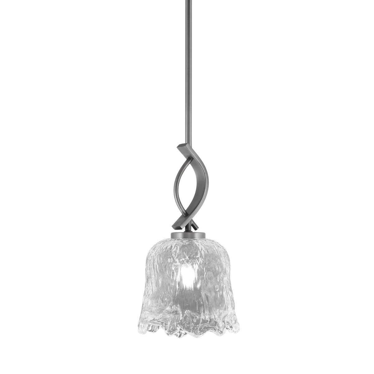 Toltec Cavella 7in 1-Light Mini Pendant | Modern Graphite and Clear Lava Glass | Kitchen Island & Dining Room | 7 x 13.5 in | Model 3901-GP-4230