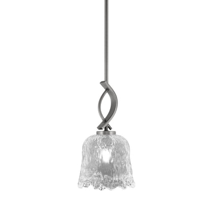 Toltec Cavella 7in 1-Light Mini Pendant | Modern Graphite and Clear Lava Glass | Kitchen Island & Dining Room | 7 x 13.5 in | Model 3901-GP-4230
