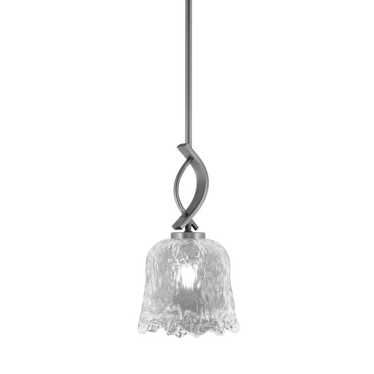 Toltec Cavella 7in 1-Light Mini Pendant | Modern Graphite and Clear Lava Glass | Kitchen Island & Dining Room | 7 x 13.5 in | Model 3901-GP-4230