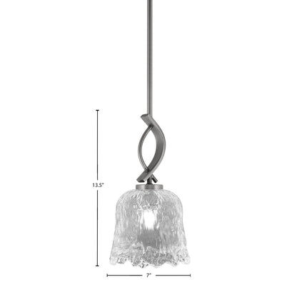 Toltec Cavella 7in 1-Light Mini Pendant | Modern Graphite and Clear Lava Glass | Kitchen Island & Dining Room | 7 x 13.5 in | Model 3901-GP-4230