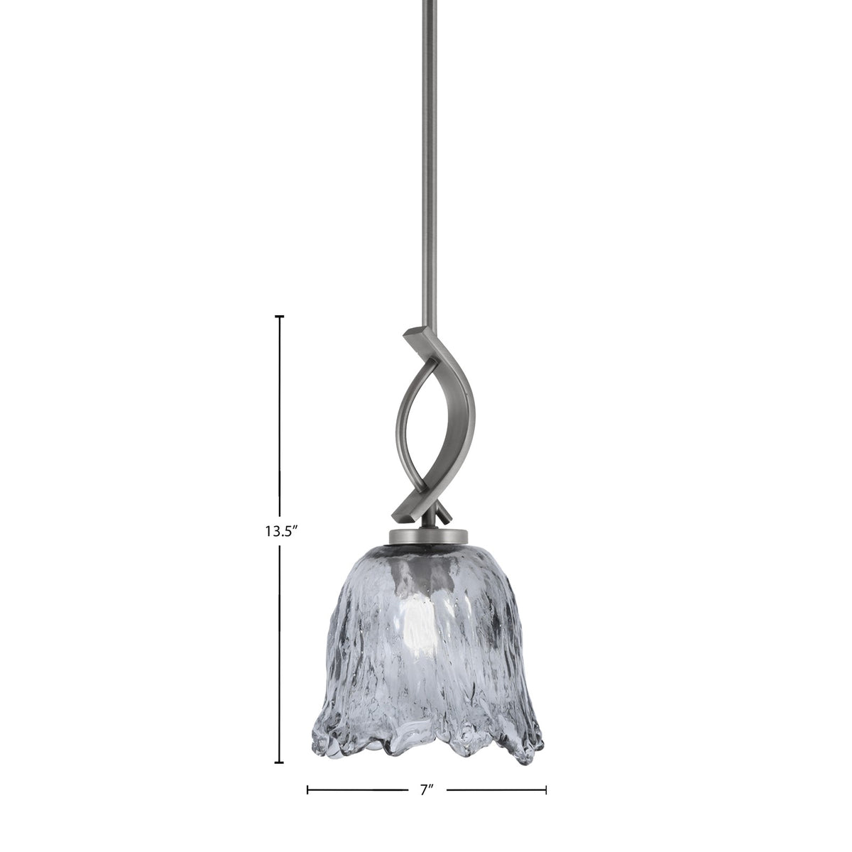 Toltec Cavella 7in 1-Light Mini Pendant | Modern Graphite and Smoke Lava Glass | Kitchen Island & Dining Room | 7 x 13.5 in | Model 3901-GP-4232