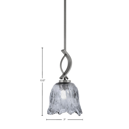 Toltec Cavella 7in 1-Light Mini Pendant | Modern Graphite and Smoke Lava Glass | Kitchen Island & Dining Room | 7 x 13.5 in | Model 3901-GP-4232