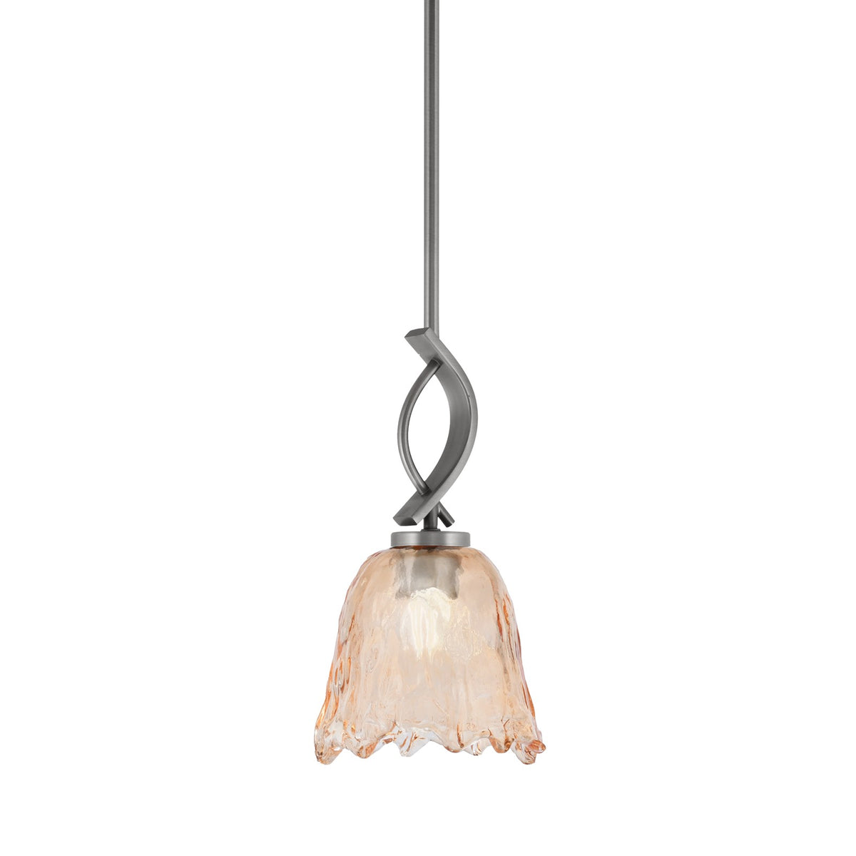 Toltec Cavella 7in 1-Light Mini Pendant | Modern Graphite and Amber Lava Glass | Kitchen Island & Dining Room | 7 x 13.5 in | Model 3901-GP-4233