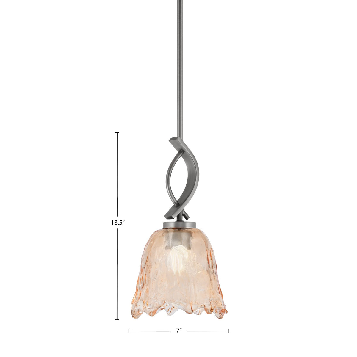 Toltec Cavella 7in 1-Light Mini Pendant | Modern Graphite and Amber Lava Glass | Kitchen Island & Dining Room | 7 x 13.5 in | Model 3901-GP-4233