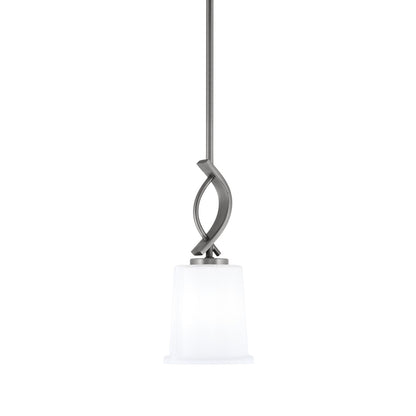 Toltec Cavella 5in 1-Light Mini Pendant | Contemporary Graphite and White Opal Glass | Kitchen Island & Dining Nook | Model 3901-GP-5031