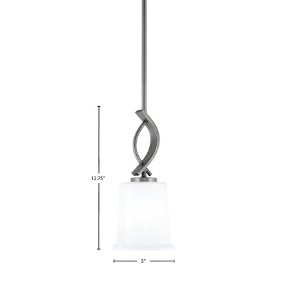 Toltec Cavella 5in 1-Light Mini Pendant | Contemporary Graphite and White Opal Glass | Kitchen Island & Dining Nook | Model 3901-GP-5031