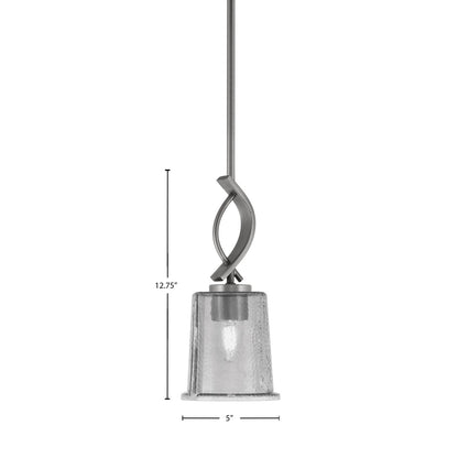 Toltec Cavella 5in 1-Light Mini Pendant | Modern Graphite and Smoke Bubble Glass | Kitchen Island & Dining Room | 5 x 12.75 in | Model 3901-GP-5032