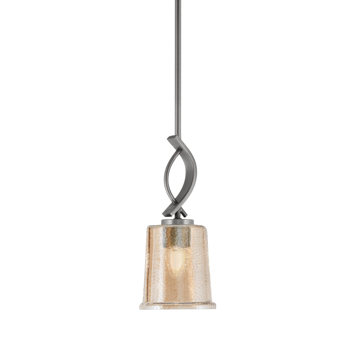 Toltec Cavella 5in 1-Light Mini Pendant | Modern Graphite and Amber Bubble Glass | Kitchen Island & Dining Room | 5 x 12.75 in | Model 3901-GP-5033