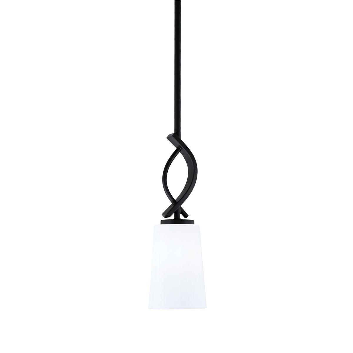 Toltec Cavella 4.5in 1-Light Mini Pendant | Modern Matte Black and White Opal Glass | Kitchen Island & Dining Room | 4.5 x 13.5 in | Model 3901-MB-261