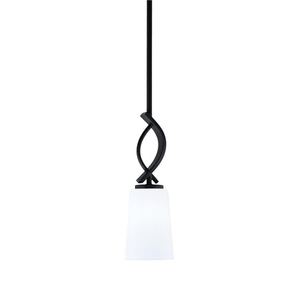 Toltec Cavella 4.5in 1-Light Mini Pendant | Modern Matte Black and White Opal Glass | Kitchen Island & Dining Room | 4.5 x 13.5 in | Model 3901-MB-261