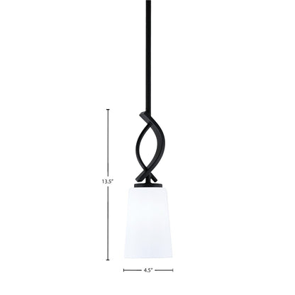 Toltec Cavella 4.5in 1-Light Mini Pendant | Modern Matte Black and White Opal Glass | Kitchen Island & Dining Room | 4.5 x 13.5 in | Model 3901-MB-261