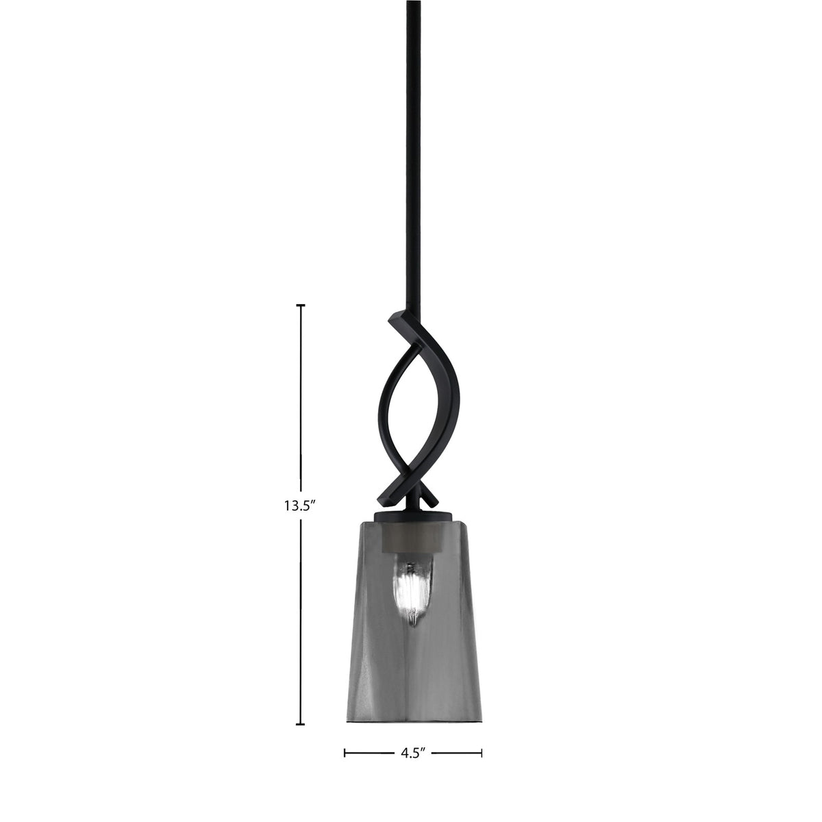 Toltec Cavella 4.5in 1-Light Mini Pendant | Modern Matte Black and Smoke Bubble Glass | Kitchen Island & Dining Room | Model 3901-MB-262