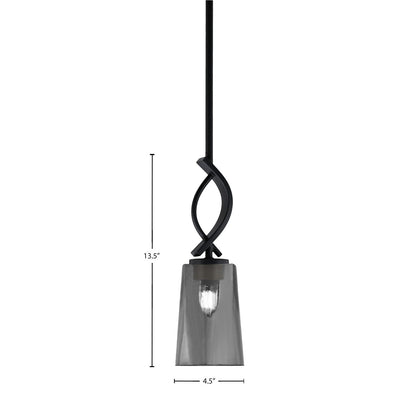 Toltec Cavella 4.5in 1-Light Mini Pendant | Modern Matte Black and Smoke Bubble Glass | Kitchen Island & Dining Room | Model 3901-MB-262