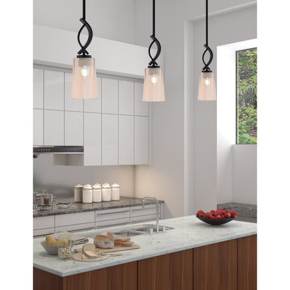 Toltec Cavella 4.5in 1-Light Mini Pendant | Modern Matte Black and Amber Gradient Glass | Kitchen Island & Bar | 4.5 x 13.5 in | Model 3901-MB-263