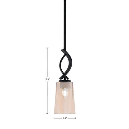 Toltec Cavella 4.5in 1-Light Mini Pendant | Modern Matte Black and Amber Gradient Glass | Kitchen Island & Bar | 4.5 x 13.5 in | Model 3901-MB-263