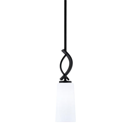 Toltec Cavella 5in 1-Light Mini Pendant | Modern Matte Black and White Opal Glass | Kitchen Island & Bar | 5 x 16.75 in | Model 3901-MB-291