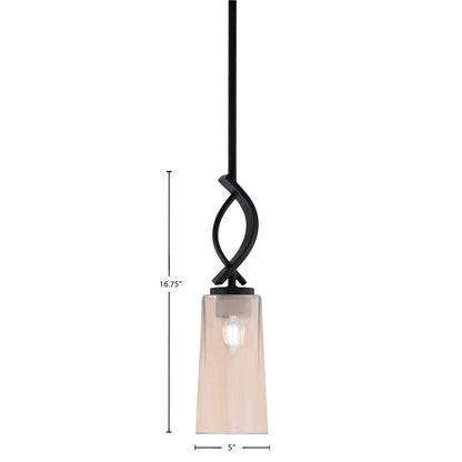 Toltec Cavella 5in 1-Light Mini Pendant | Modern Matte Black and Amber Gradient Glass | Kitchen Island & Dining Room | Model 3901-MB-293