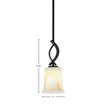 Toltec Cavella 5in 1-Light Mini Pendant | Modern Matte Black and Natural Stone Glass | Kitchen Island & Dining Room | Model 3901-MB-4128