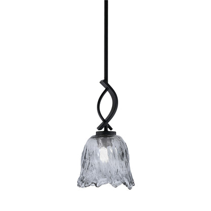 Toltec Cavella 7in 1-Light Mini Pendant | Contemporary Matte Black and Smoke Lava Glass | Kitchen Island & Dining Room | Model 3901-MB-4232