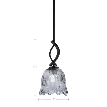 Toltec Cavella 7in 1-Light Mini Pendant | Contemporary Matte Black and Smoke Lava Glass | Kitchen Island & Dining Room | Model 3901-MB-4232