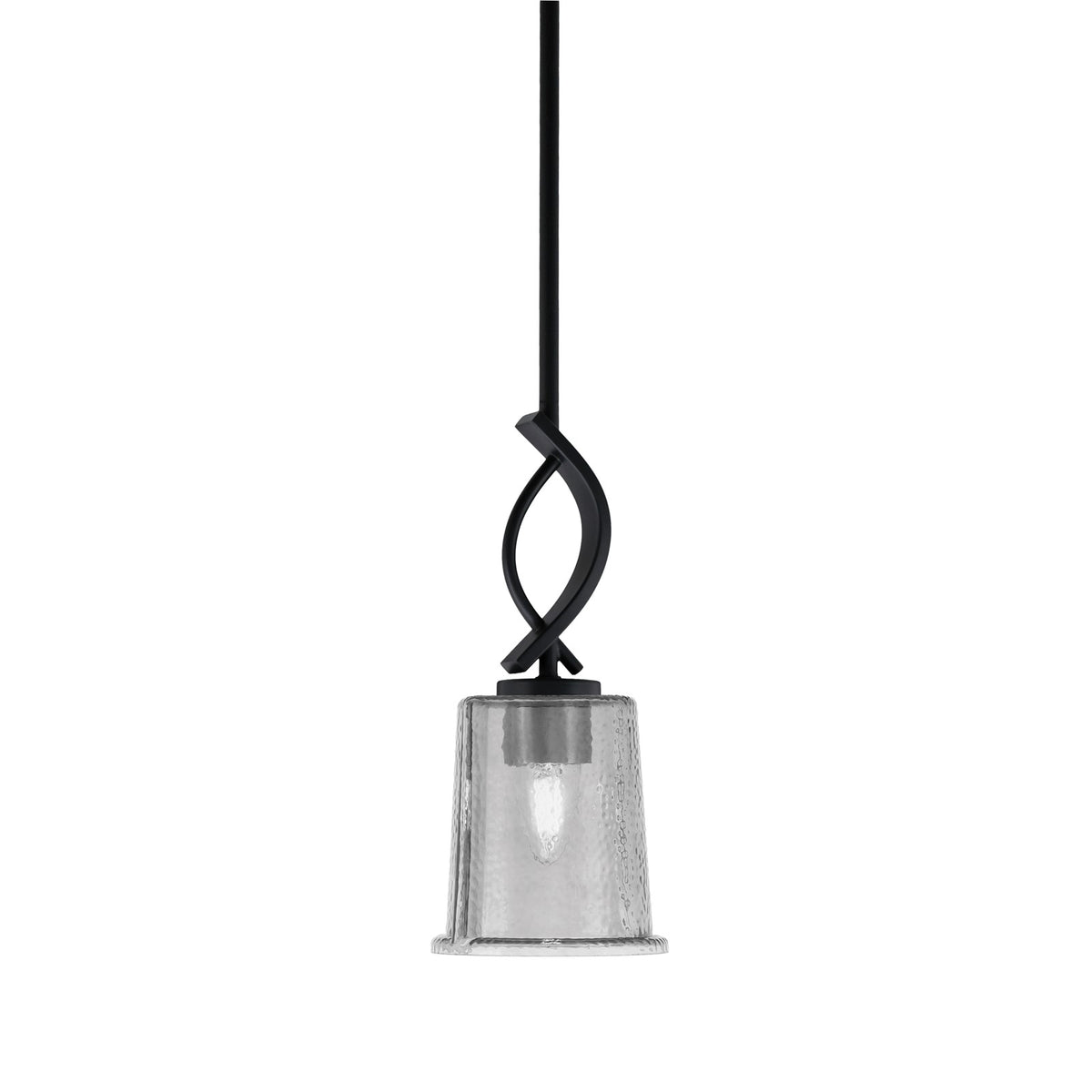 Toltec Cavella 5in 1-Light Mini Pendant | Modern Matte Black and Smoke Bubble Glass | Kitchen Island & Dining Room | 5 x 12.75 in | Model 3901-MB-5032