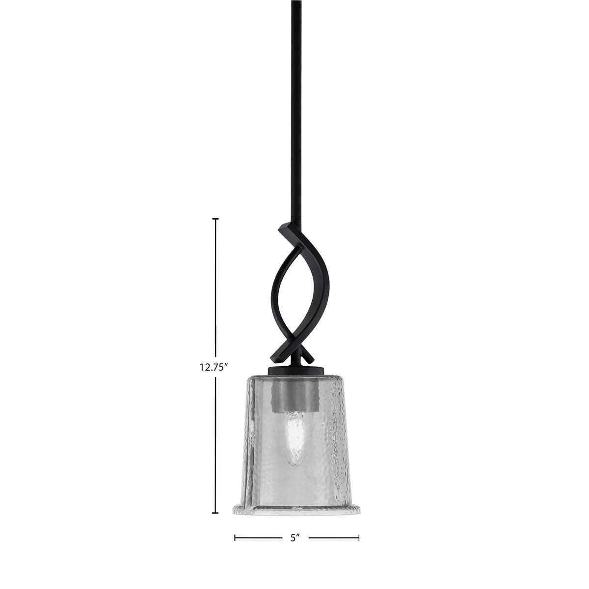 Toltec Cavella 5in 1-Light Mini Pendant | Modern Matte Black and Smoke Bubble Glass | Kitchen Island & Dining Room | 5 x 12.75 in | Model 3901-MB-5032
