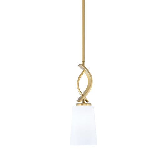 Toltec Cavella 4.5in 1-Light Mini Pendant | Contemporary New Age Brass and White Opal Glass | Kitchen Island & Breakfast Bar | Model 3901-NAB-261