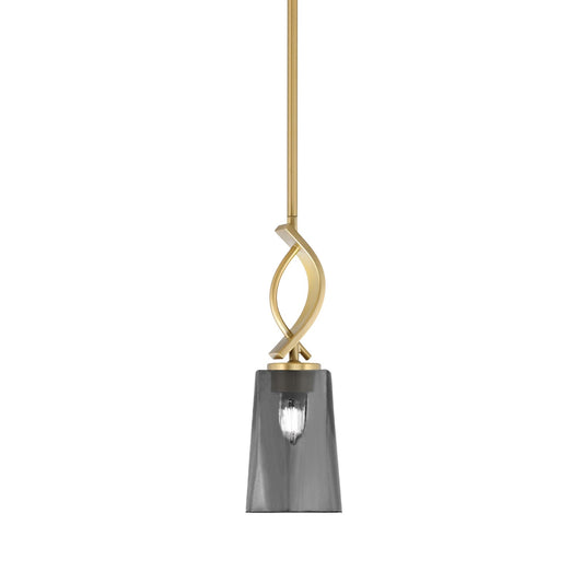 Toltec Cavella 4.5in 1-Light Mini Pendant | Contemporary New Age Brass and Smoke Bubble Glass | Kitchen Island & Dining Nook | Model 3901-NAB-262
