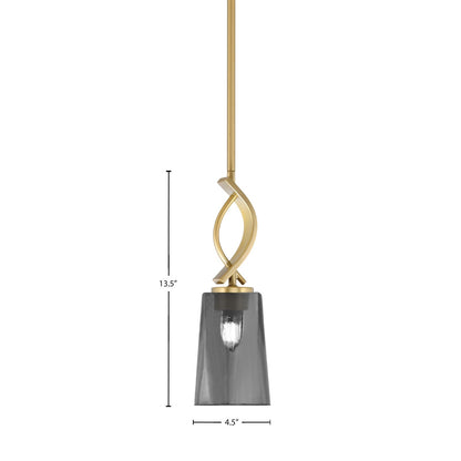 Toltec Cavella 4.5in 1-Light Mini Pendant | Contemporary New Age Brass and Smoke Bubble Glass | Kitchen Island & Dining Nook | Model 3901-NAB-262
