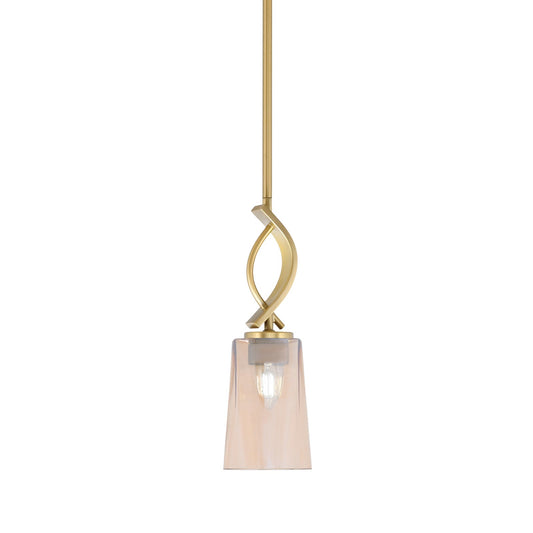 Toltec Cavella 4.5in 1-Light Mini Pendant | Contemporary New Age Brass and Amber Gradient Glass | Kitchen Island & Dining Room | Model 3901-NAB-263