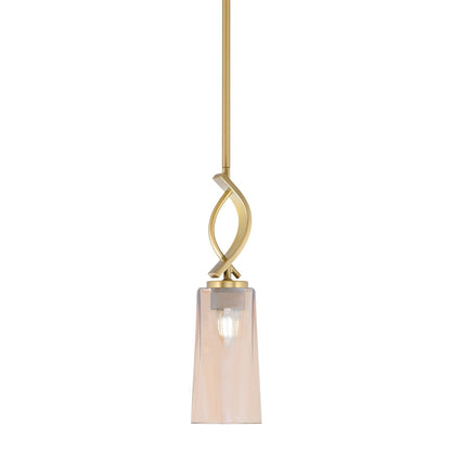 Toltec Cavella 5in 1-Light Mini Pendant | New Age Brass and Amber Gradient Glass | Kitchen Island & Dining Room | Model 3901-NAB-293