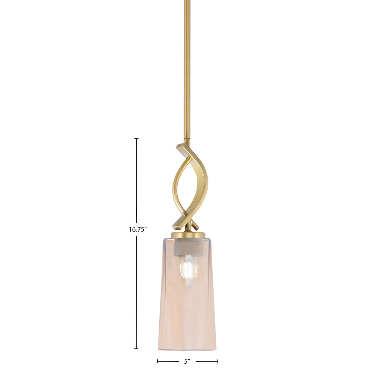Toltec Cavella 5in 1-Light Mini Pendant | New Age Brass and Amber Gradient Glass | Kitchen Island & Dining Room | Model 3901-NAB-293