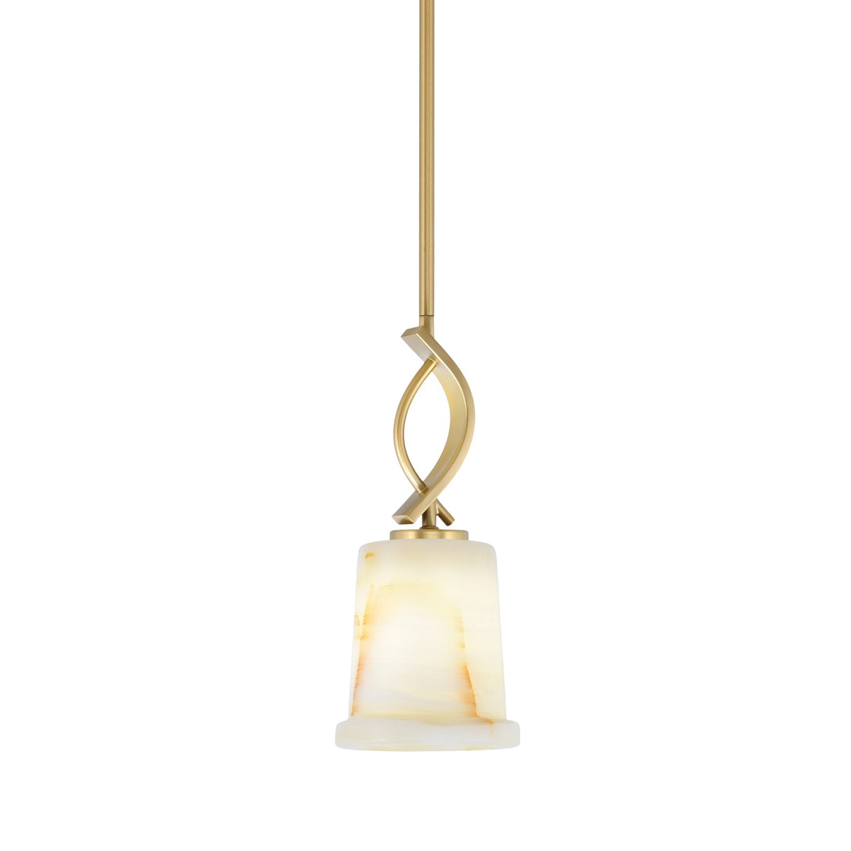 Toltec Cavella 5in 1-Light Mini Pendant | New Age Brass and Natural Stone | Kitchen Island & Dining Room | 5 x 12.75 in | Model 3901-NAB-4128