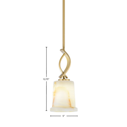 Toltec Cavella 5in 1-Light Mini Pendant | New Age Brass and Natural Stone | Kitchen Island & Dining Room | 5 x 12.75 in | Model 3901-NAB-4128