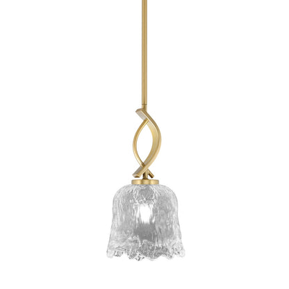 Toltec Cavella 7in 1-Light Mini Pendant | New Age Brass and Clear Lava Glass | Kitchen Island & Dining Room | 7 x 13.5 in | Model 3901-NAB-4230