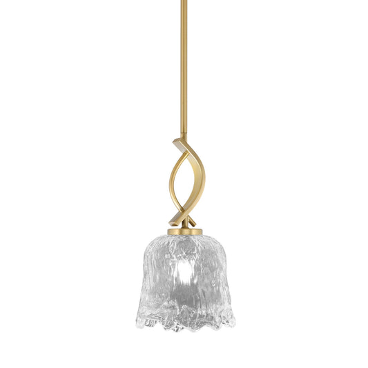 Toltec Cavella 7in 1-Light Mini Pendant | New Age Brass and Clear Lava Glass | Kitchen Island & Dining Room | 7 x 13.5 in | Model 3901-NAB-4230